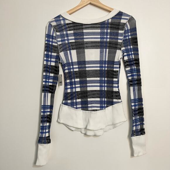 NWT Free People Movement Rally Printed Layer True Plaid Ivory - Picture 7 of 7